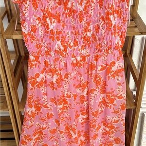 Pink and Orange Floral Summer Dress